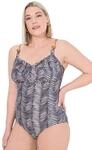 Ulla Popken Damen gro&szlig;e Gr&ouml;&szlig;en &Uuml;bergr&ouml;&szlig;en Plus Size Badeanzug, Iris, Struktur,