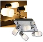 Trio-Leuchten LED-Deckenleuchte Aluminium geb&uuml;rstet/chrom, Glas wei&szlig; gewischt,