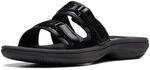 Clarks Damen Breeze Piper Slide Sandale, Schwarz Lack Synthetisch, 12