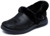 Skechers Cozy EscapeSlipper f&uuml;r Damen, Schwarzes Performtex-Kunstfell, 38.5 EU