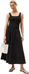 Tommy Hilfiger Damen Kleid Rib Midi Mix Fit & Flare, Schwarz (Black), L