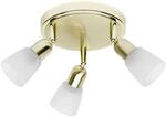 Brilliant Lampe Sofia Spotrondell 3flg messing/wei&szlig;-alabaster | 3x D45, E14, 40W,