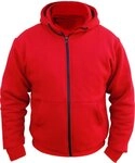 Motorradjacke mit Kapuze - CE-Protektoren - 100% Kevlar-Schutz - Fleece - Rot - XL =