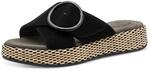 Tamaris Comfort Damen Pantoletten aus Leder mit Klettverschluss, Schwarz (Black), 37