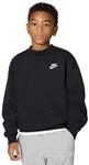 Nike FD3006-010 K NSW Club FLC Crew LS LBR Sweatshirt Unisex Black/White...