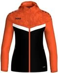JAKO Iconic Kapuzenjacke Gr. 42 Schwarz/Neonorange - Zipper Hoodie Damen,...