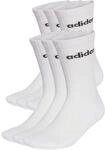 adidas Unisex Linear Crew Socks Cushioned Socks 6 Pair Pack, White/Black, 37-40