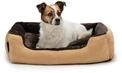 lionto Hundebett mit Wendekissen, Hundek&ouml;rbchen, 60 x 48 cm, Beige/Braun |...