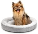 lionto Hundebett Rund in Donut-Form, Hundekissen, Katzenbett, &Oslash; 55 cm, Grau