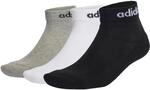 adidas Unisex Linear Ankle Cushioned Socks 3 Pairs, Medium Grey Heather / White...