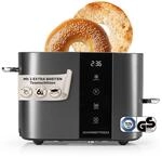 GOURMETmaxx Toaster Kurzschlitz f&uuml;r 2-Scheiben | Toastr&ouml;ster Anthrazit mit 6