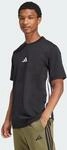 adidas Herren Essential Three Stripes Single Jersey Shirt, Black/White, L