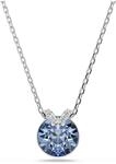 Swarovski Bella V Anh&auml;nger, Rhodinierte Damenhalskette mit Zentralem, Hellblauem