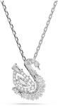 Swarovski Swan Anh&auml;nger, Rhodinierte Damenhalskette mit Schwan-Motiv, Zirkonia und