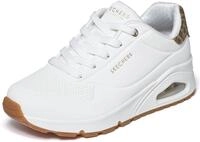 Skechers UNO Jungle Nite-Sneaker f&uuml;r Damen, Wei&szlig;es Durabuck Leopardenmuster