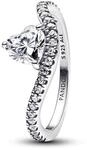 PANDORA Timeless Welliger Pav&eacute; Herz Ring aus Sterling Silber mit Zirkonia, Gr&ouml;&szlig;e: