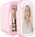 YASHE Mini-K&uuml;hlschrank f&uuml;r Schlafzimmer, Skincare mit LED-Spiegel, kleiner