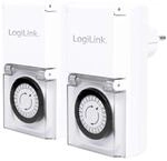 LogiLink Mechanische Zeitschaltuhr, 2er Set, IP44, Outdoor, Wei&szlig;, ET0006A, Gro&szlig;