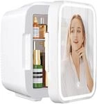YASHE Mini-K&uuml;hlschrank f&uuml;r Schlafzimmer, Skincare mit LED-Spiegel, kleiner