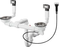 hansgrohe Automatische Ab- und &Uuml;berlaufgarnitur f&uuml;r Doppelbecken, edelstahl, D15-11
