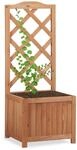 Relaxdays Rankkasten Holz, Garten Pflanzk&uuml;bel m. Rankgitter, 20 L...