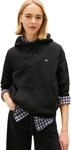 Tommy Jeans Damen Hoodie Flag Regular Fit, Schwarz (Black), S