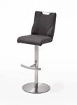 Robas Lund Barhocker Anthrazit Leder drehbar 360&deg;, Barstuhl h&ouml;henverstellbar,