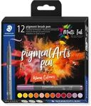 STAEDTLER Pigment Brush Pen 371 &ndash; 12er Set, Warm Colours | Pinselspitze,
