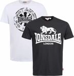 Lonsdale Herren T-Shirt Normale Passform Doppelpack DILDAWN 5XL, Black/White