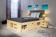 Inter Link - Funktionsbett - Bett mit Schubladen - Doppelbett 140 x 200 cm - 2 Gro&szlig;e