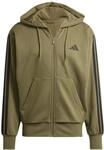 adidas Herren Essential Three Stripes Fleece Zipper Hoodie Sweatshirt, Olive