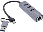InLine 4in1 USB auf Ethernet Adapter, USB-C auf RJ45 Gigabit LAN...