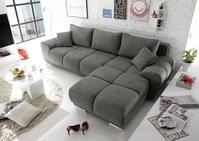 Stella Trading ANTON Ecksofa mit Schlaffunktion, Stoffbezug Uran Stone - Moderne