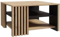 Forte Cardigan Couchtisch 80, moderner Sofatisch mit Ablage und Lamellendesign,