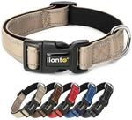 lionto Hundehalsband, 360&deg; Reflektierend, Gepolstert, Gr&ouml;&szlig;e M, Beige