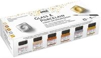 KREUL 16603 - Glass & Porcelain Set Classic Metallicfarben, 6 x 20 ml Farbe und ein