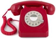 GPO 746ROTARYRED Retro Telefon mit W&auml;hlscheibe im 70er Jahre Design Rot