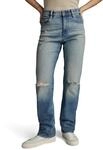 G-STAR Damen Viktoria High Straight Jeans, Blau (Antique Faded Blue Agave Ripped