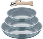 BERGNER CLICK&COOK - Set 4 Pzs Sartenes (18+20+24 cm) con Mango Desmontable -