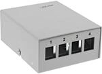 InLine&reg; Patchfeld-Dose Aufputz f&uuml;r 4X Keystone RJ45, Metall, lichtgrau RAL7035
