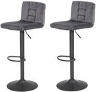 Hela Tische, 2er Set Barhocker Amanda, Bezug Samtvelour Grau, Gestell Grau...