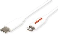 ROLINE USB Sync- & Ladekabel, Typ C/Lightning Connector, wei&szlig;, 1 m