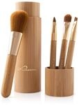 Pinselset Makeup Mit Beh&auml;lter, Luvia Bamboo&rsquo;s Tube, 4 Echte Bambus Schminkpinsel