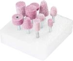 PFERD Schleifstift-Set STEEL EDGE, 10-teilig, Schaft-&oslash; 6 mm, grob, Edelkorund rosa,