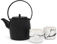 gusseiserne Asia Teekanne 1.2 Liter - Tee Set mit 2 Porzellan Teebecher -...