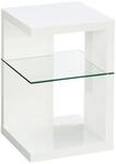 M2 Kollektion 516250 Beistelltisch / Nachttisch Domingo, Wei&szlig; Hochglanz, 40x40cm,