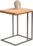 M2 Kollektion Beistelltisch Odis, Gestell Metall Edelstahloptik, Deckplatte Kernbuche