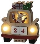 Konstsmide LED Holzsilhouette "Rentier im Auto" mit Datumsw&uuml;rfeln, 6H Timer, 3...