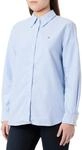 Tommy Hilfiger Damen Hemd Oxford Relaxed Fit, Blau (Mid Blue), 32