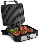 YASHE Kontaktgrill, 4 Scheiben Panini Grill Antihaftbeschichtete Platten, 1800W